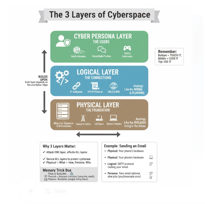 The 3 Layers of Cyberspace - Physical, Logical, and Cyber Persona